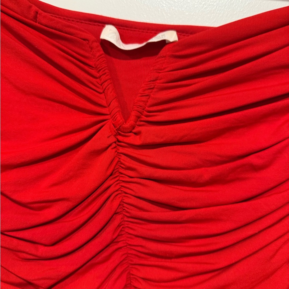 Zara Red Ruched Bodysuit (medium) - Picture 3 of 5